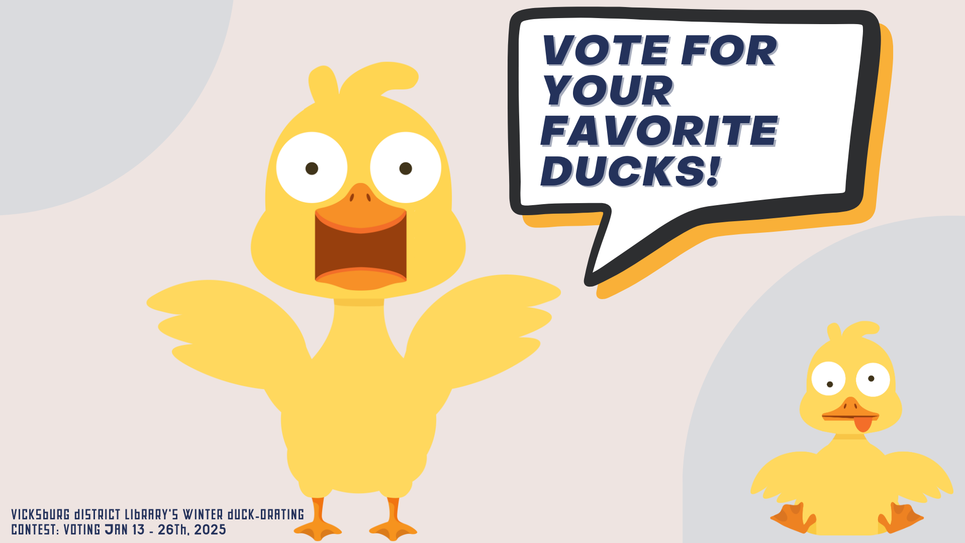 VDL's Winter Duck-orating Contest: Voting Jan 13-26, 2025. Vote for your favorite ducks!